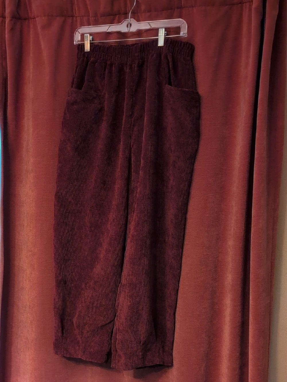 Zenana Outfitters Corduroy Pull-On Pants - Wine
